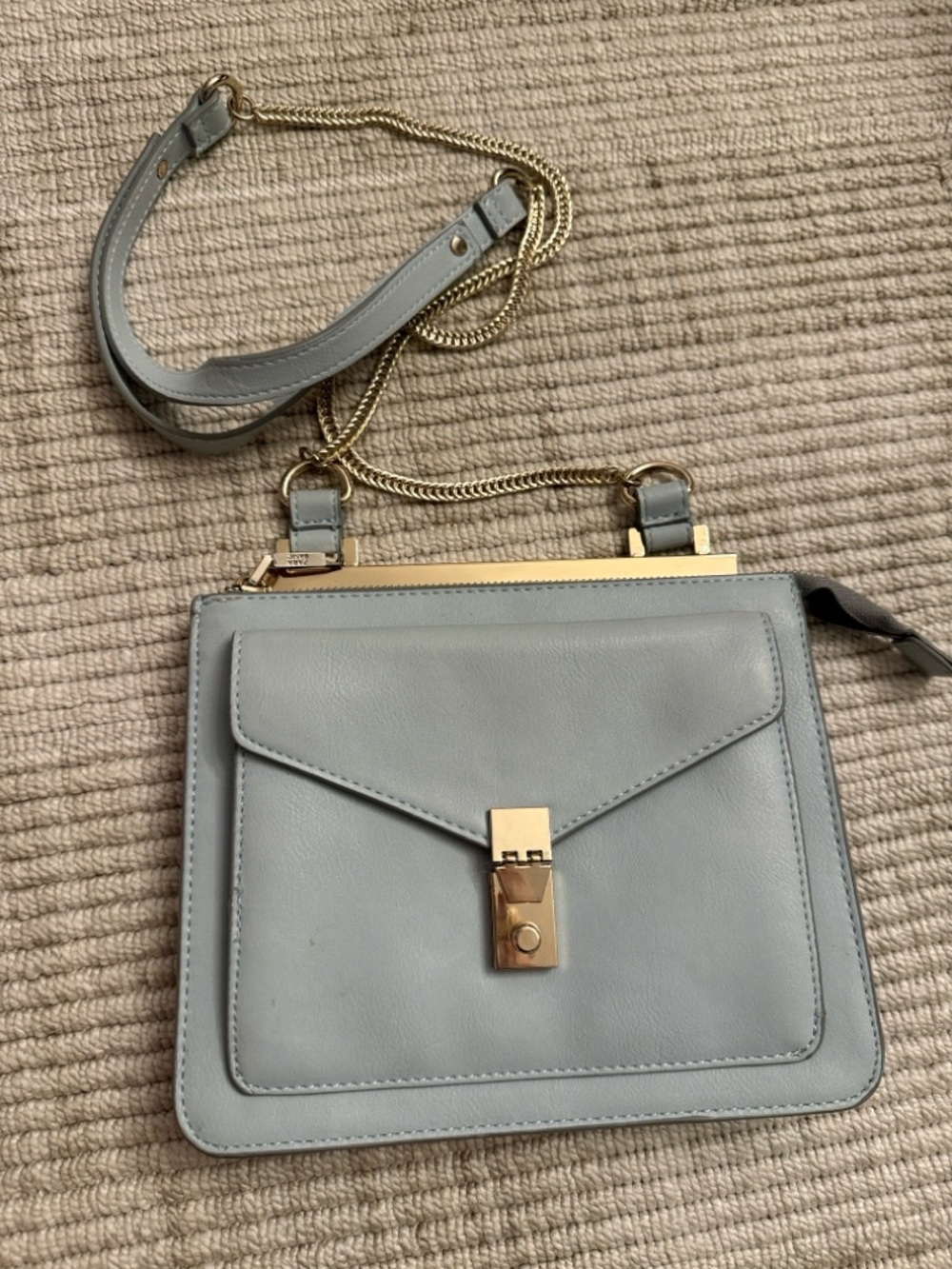 Zara Light Gray Crossbody Bag with Gold Hardware